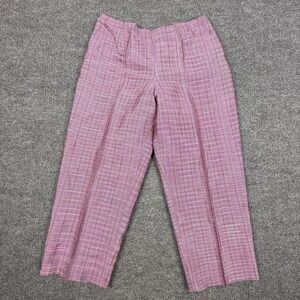 Bice Pants Womens 10 Pink Striped Silk Straight Leg Dress Cropped Trousers